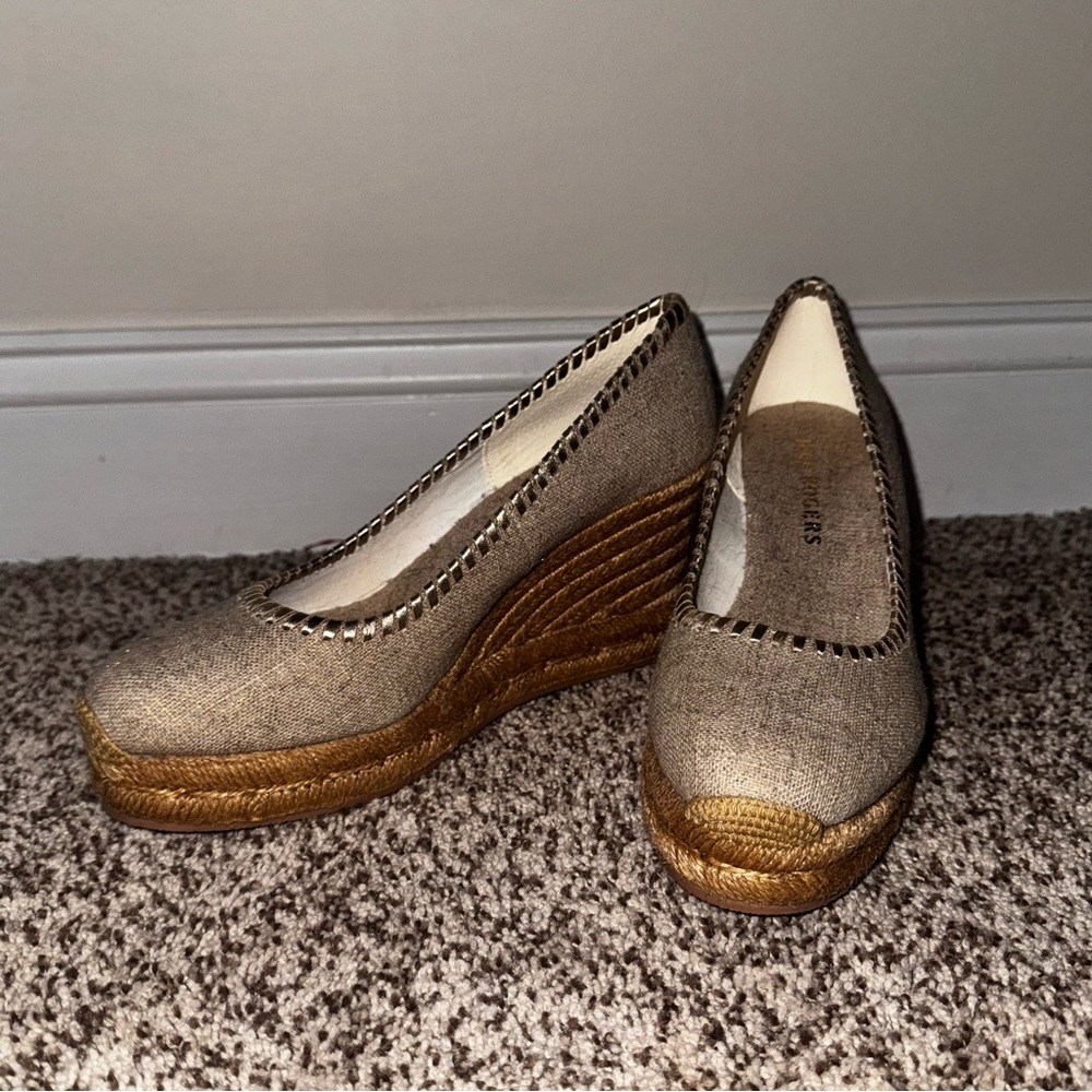 Jack Rogers Tan and Brown Wedge Shoes | 8.5
